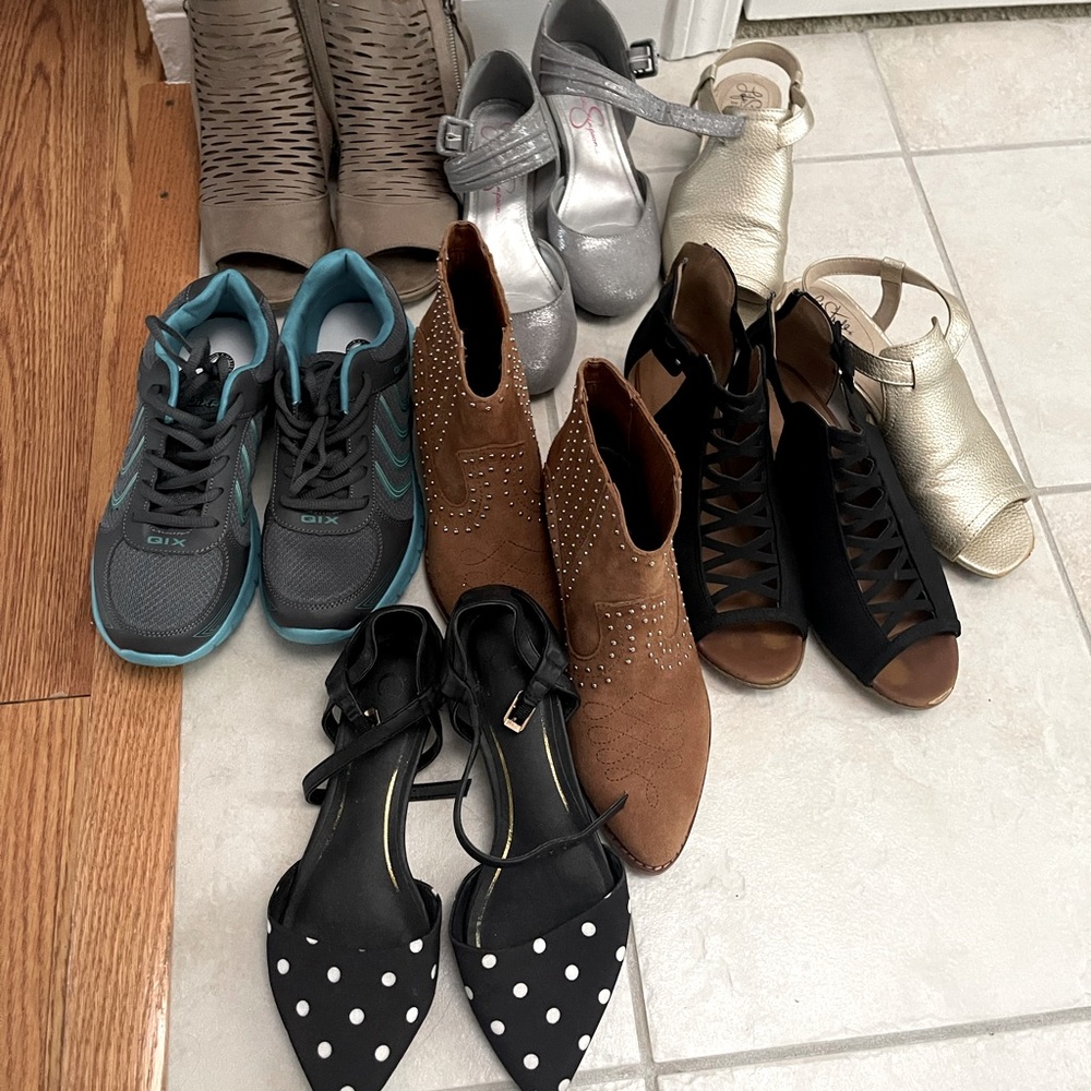 Boots, tennis shoes, sandals.